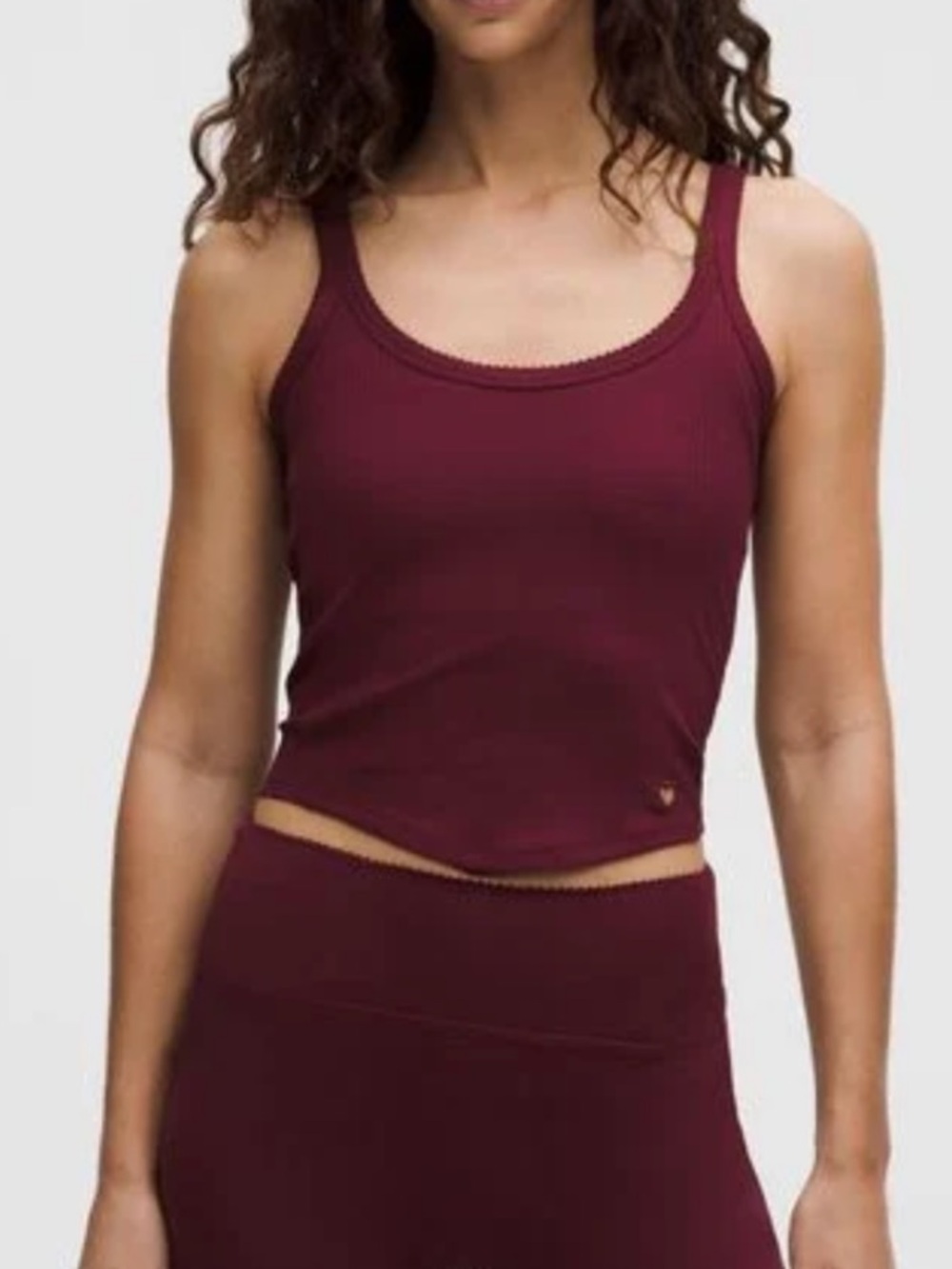 Lululemon Burgundy Ribbed Cropped Tank Heart